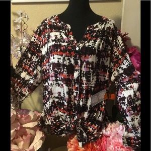 NWT Fig & Flower 3X Multicolor:Black:White Top